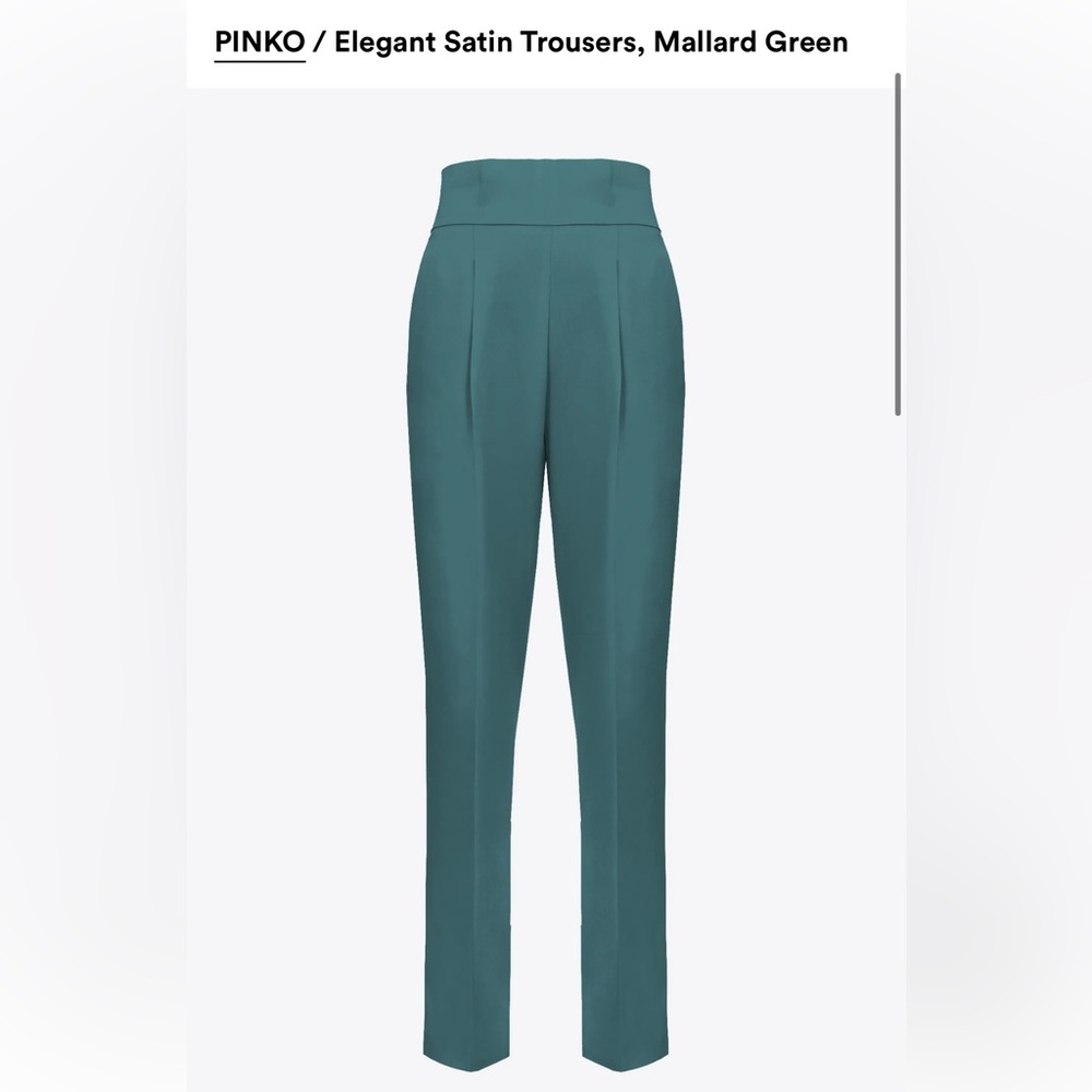 ❌SOLD❌ PINKO Elegant Satin Trousers, Mallard Green - Mallard Green / 38 - (US) 2